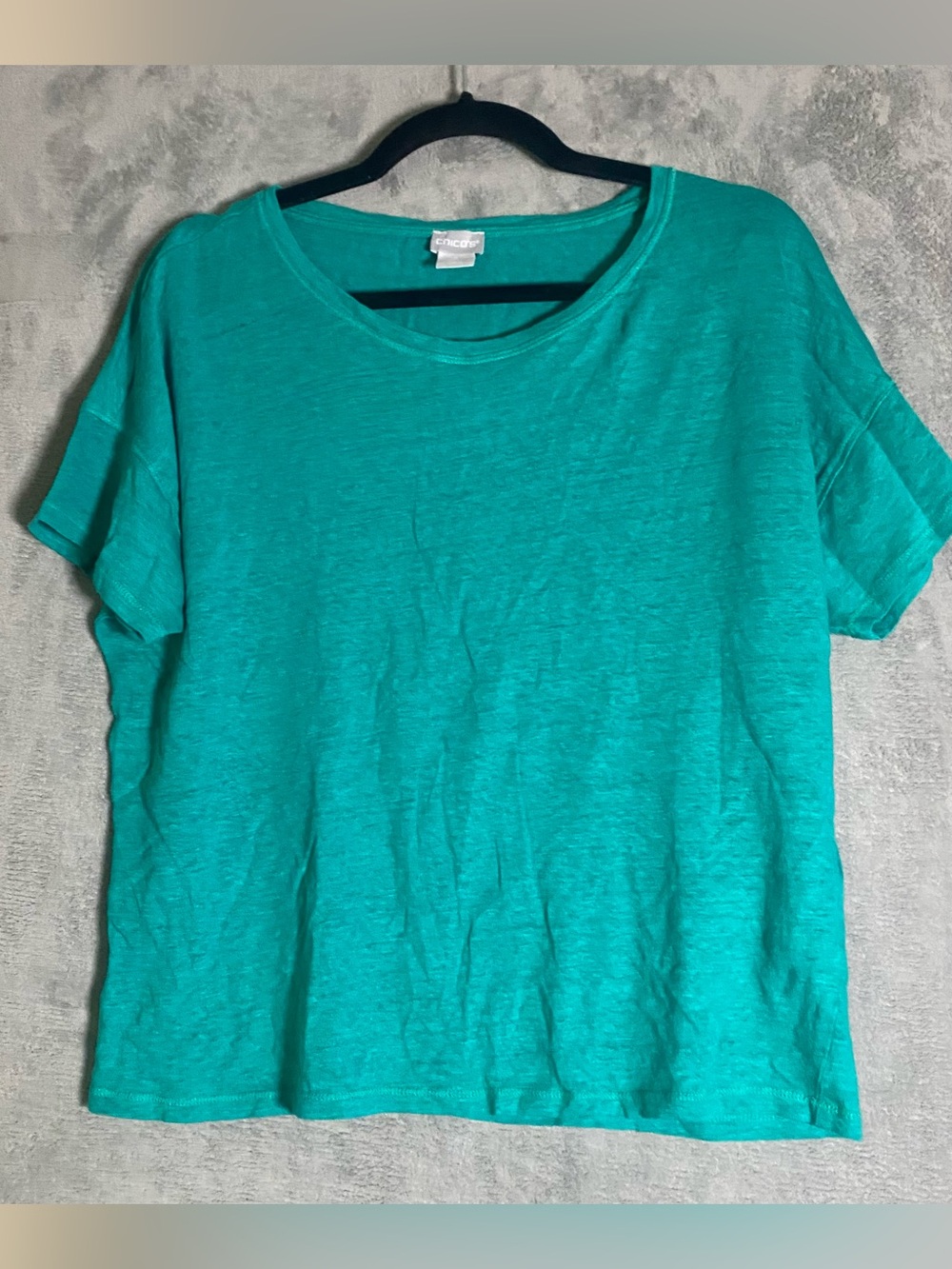 Chicos linen green top size Large summer casual coastal